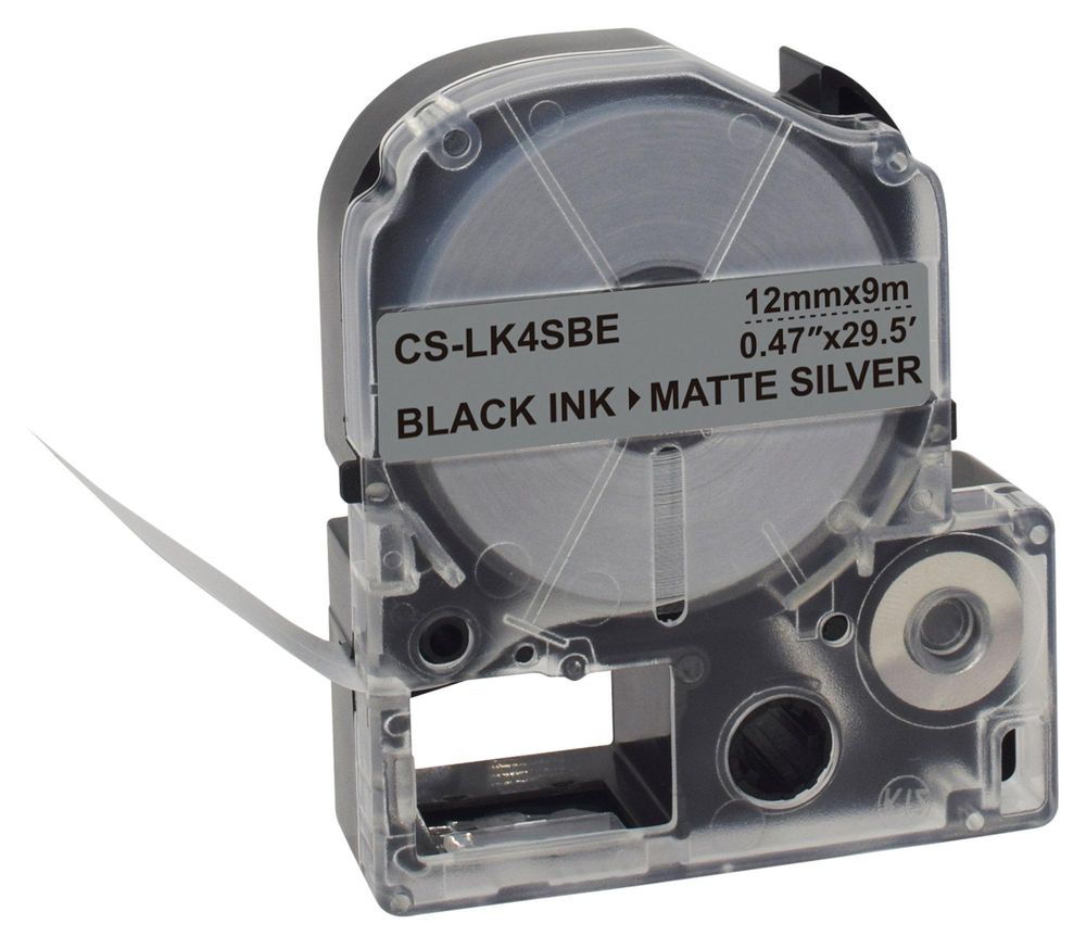 Картридж ленточный Cactus CS-LK4SBE LK-4SBE черный на сереб.мат. 12x9 для Epson LW300/LW400/LW700/LW600P/LW1000P/K400/Z700/Z900