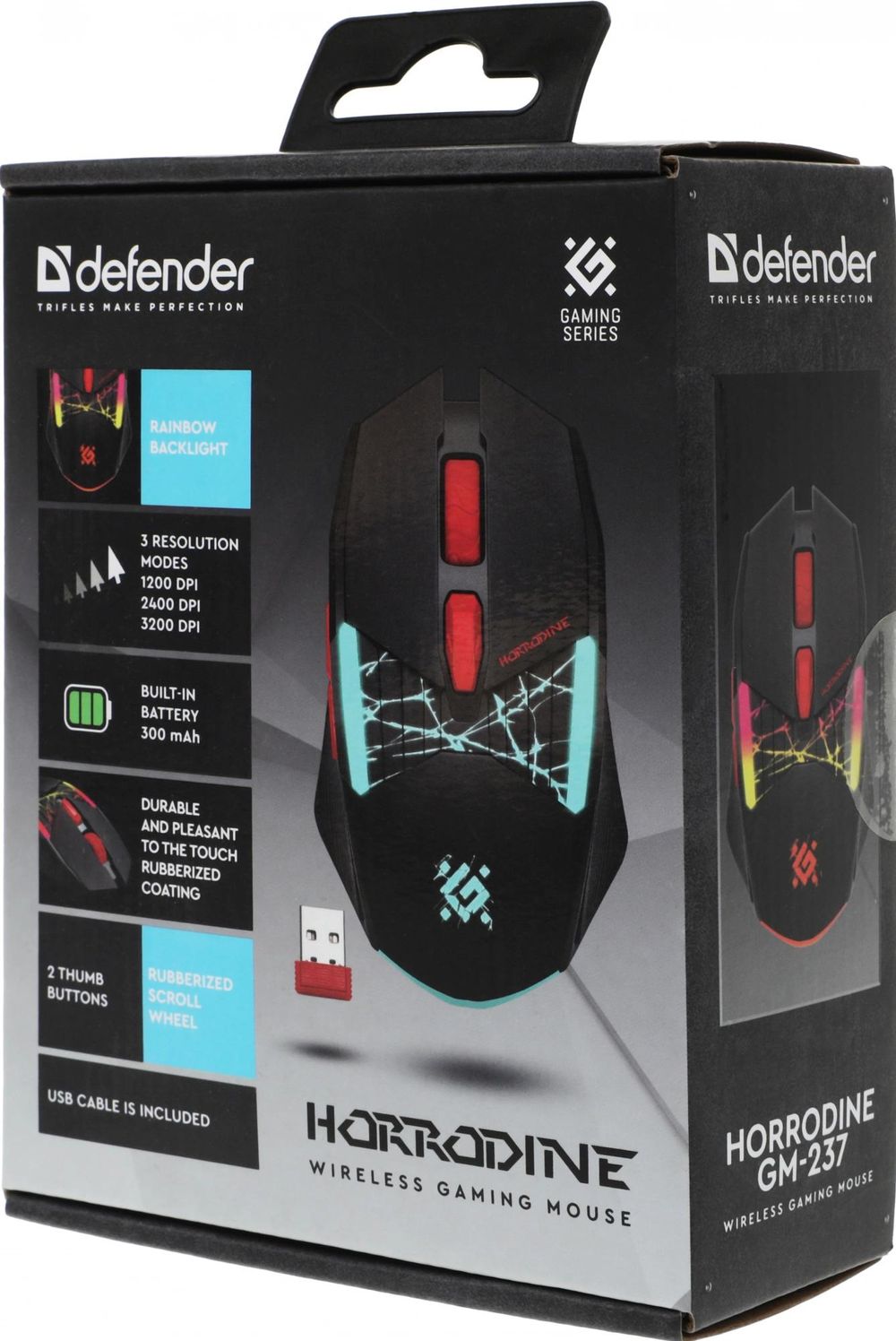 Мышь Defender Horrodine GM-237 черный оптическая 3200dpi беспров. USB (52237)