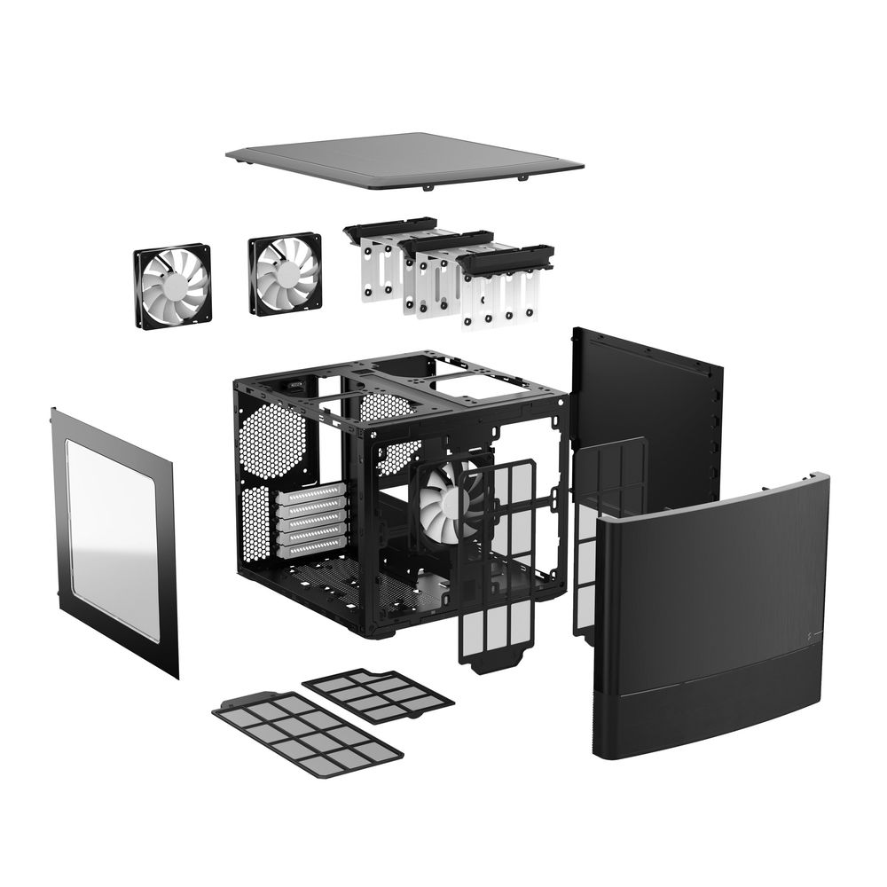Корпус ПК без блока питания/ Case Fractal Design Node 804, Mini-Tower, 3x120mm, 2xUSB-A 3.2 mATX, mITX Black