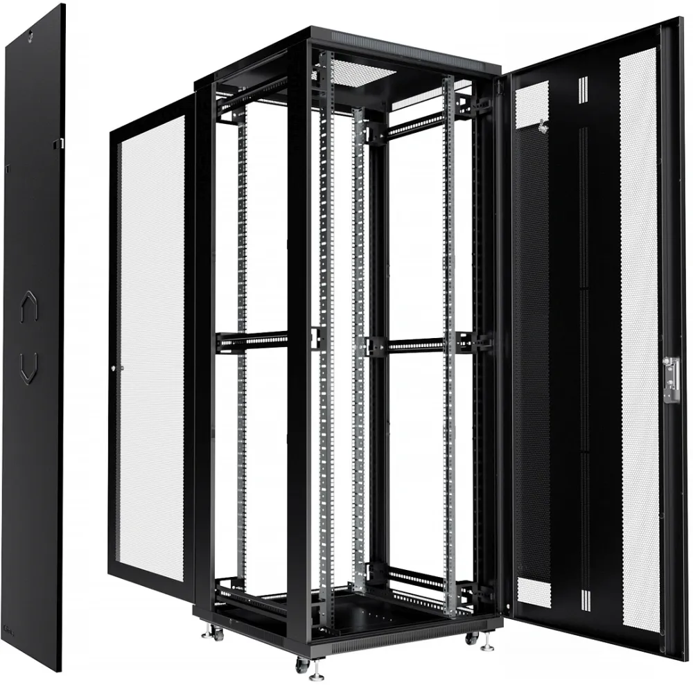 Cabeus ND-05C-47U80/100-BK Шкаф монтажный телекоммуникационный 19" напольный для распределительного и серверного оборудования 47U 800x1000x2277mm (ШхГхВ) передняя и задняя перфорированные двери, ручка