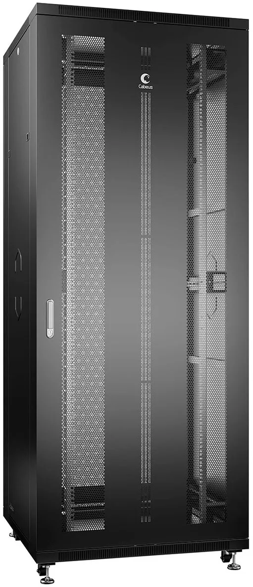 Cabeus ND-05C-47U80/100-BK Шкаф монтажный телекоммуникационный 19" напольный для распределительного и серверного оборудования 47U 800x1000x2277mm (ШхГхВ) передняя и задняя перфорированные двери, ручка