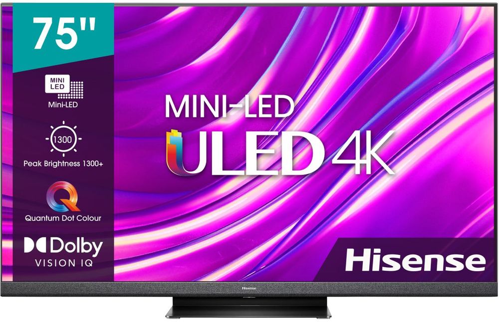 Телевизор QLED Hisense 75" 75U8HQ черный 4K Ultra HD 120Hz DVB-T DVB-T2 DVB-C DVB-S DVB-S2 WiFi Smart TV