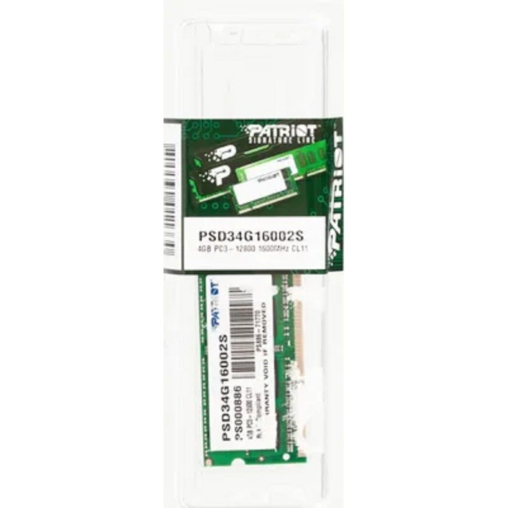 Память DDR3 4Gb 1600MHz Patriot PSD34G16002S RTL PC3-12800 CL11 SO-DIMM 204-pin 1.5В dual rank Ret
