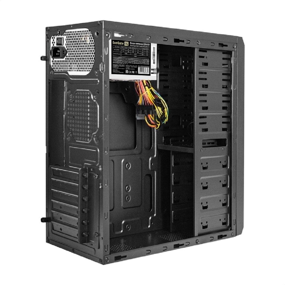 Exegate EX283224RUS Корпус Miditower ExeGate UN-605B Black, ATX, <UN450, 120mm>, 2*USB, Audio, замок блокировки кнопки питания
