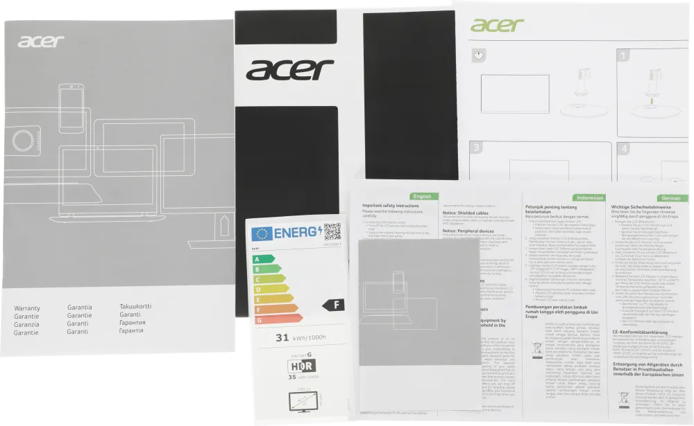 Монитор Acer 31.5" SA322QUEbmipx черный IPS LED 1ms 16:9 HDMI M/M 300cd 178гр/178гр 2560x1440 100Hz FreeSync DP WQ