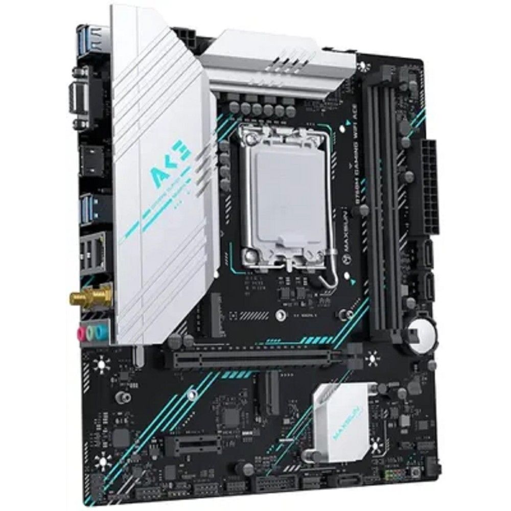 MAXSUN MS-B760M Gaming WIFI ACE (Socket 1700, mATX, 2*DDR5, VGA/HDMI, 3*SATA3, 2*M.2, 1xPCI-E x16 /1xPCI-E x4, 2*USB 2.0, 4*USB 3.2 GEN1, LAN 1*1G, Bluetooth, Wi-Fi 802.11ax, RTL)