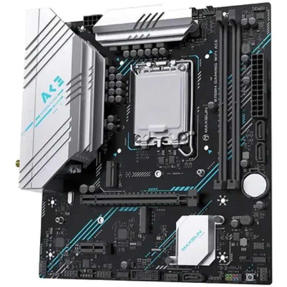 MAXSUN MS-B760M Gaming WIFI ACE (Socket 1700, mATX, 2*DDR5, VGA/HDMI, 3*SATA3, 2*M.2, 1xPCI-E x16 /1xPCI-E x4, 2*USB 2.0, 4*USB 3.2 GEN1, LAN 1*1G, Bluetooth, Wi-Fi 802.11ax, RTL)