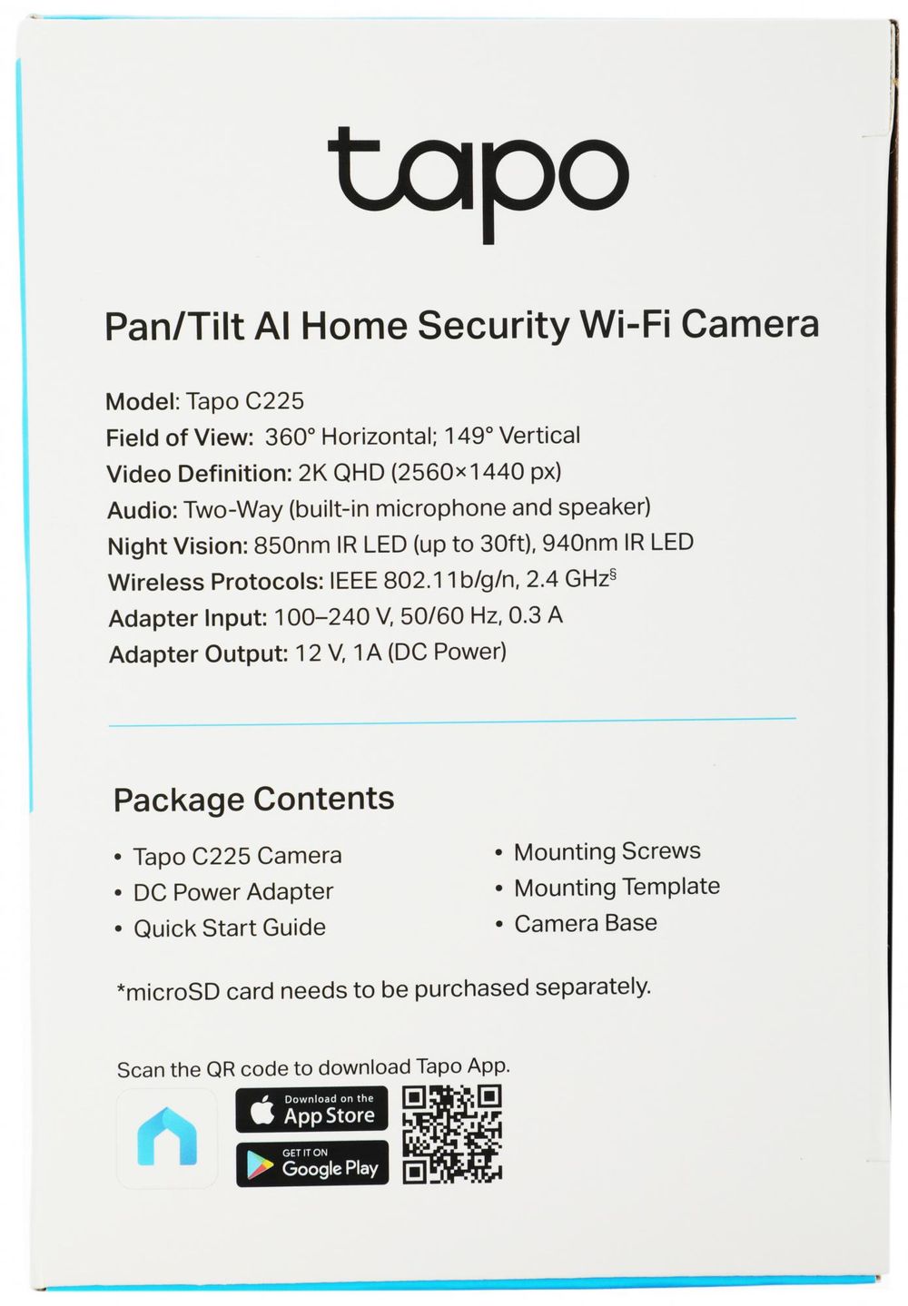 Камера видеонаблюдения IP TP-Link Tapo C225 5-5мм цв. корп.:белый