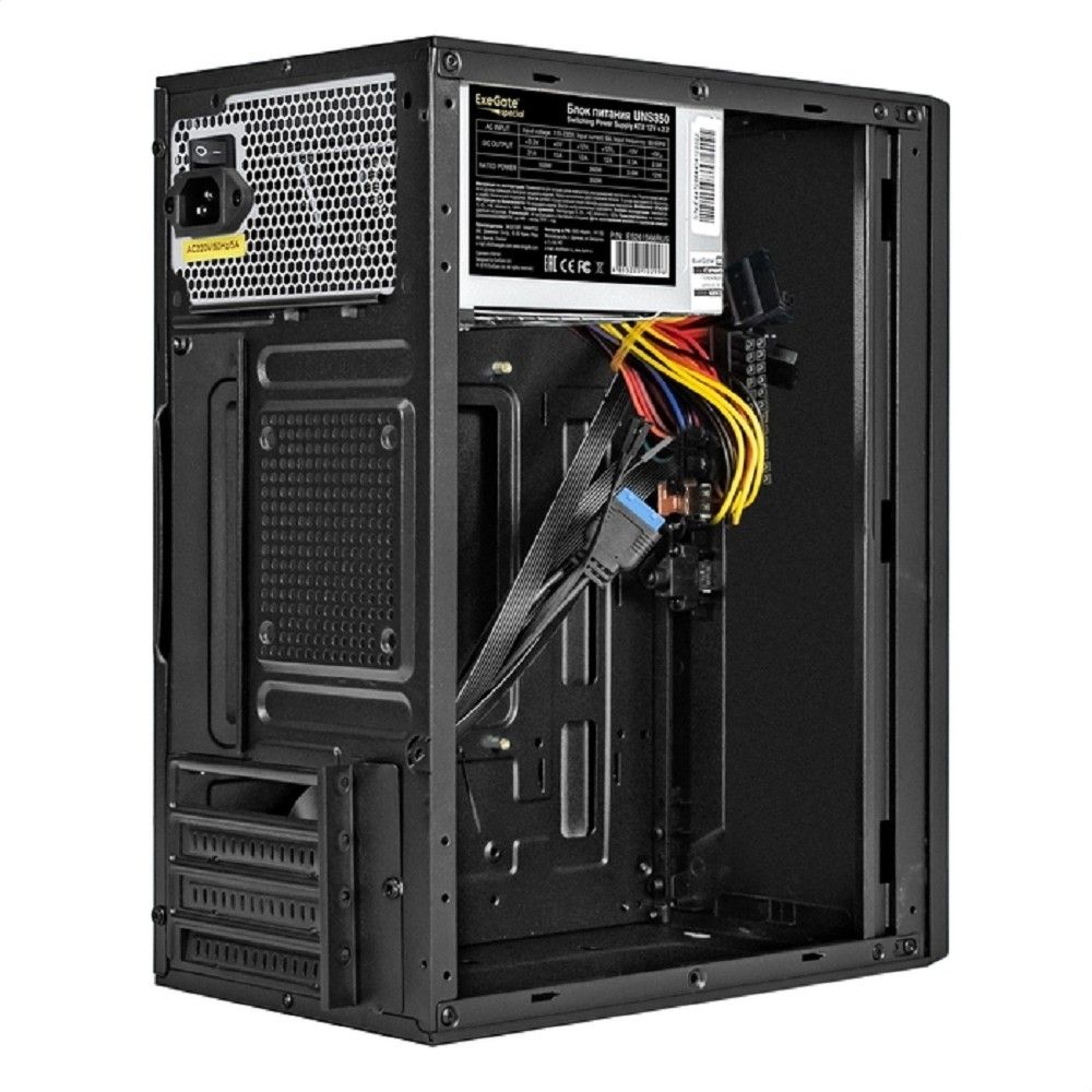 Exegate EX299224RUS Корпус Minitower ExeGate BAA-303U-UNS350 (mATX, БП UNS350 с вент. 12см, 2*USB+1*USB3.0, HD Audio, черный)