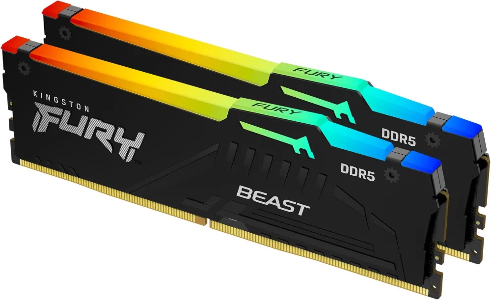 Модуль памяти Kingston 32GB DDR5 5200 DIMM FURY Beast RGB Gaming Memory KF552C40BBAK2-32 Non-ECC, CL40, 1.25V, 1RX8 (Kit of 2), RTL (328561)