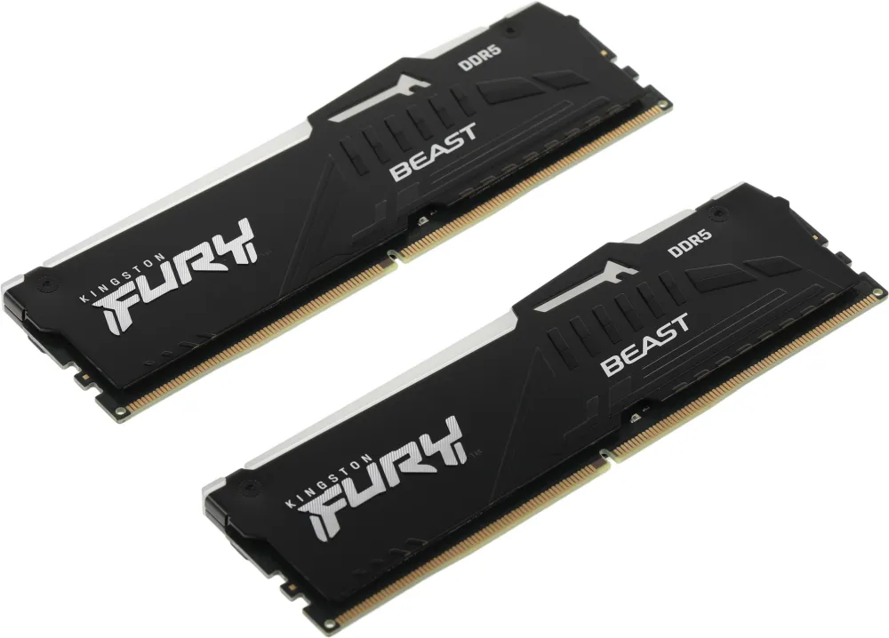 Модуль памяти Kingston 32GB DDR5 5200 DIMM FURY Beast RGB Gaming Memory KF552C40BBAK2-32 Non-ECC, CL40, 1.25V, 1RX8 (Kit of 2), RTL (328561)