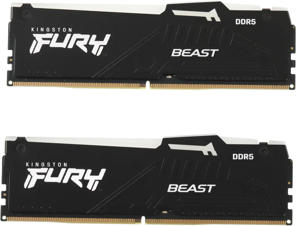 Модуль памяти Kingston 32GB DDR5 5200 DIMM FURY Beast RGB Gaming Memory KF552C40BBAK2-32 Non-ECC, CL40, 1.25V, 1RX8 (Kit of 2), RTL (328561)