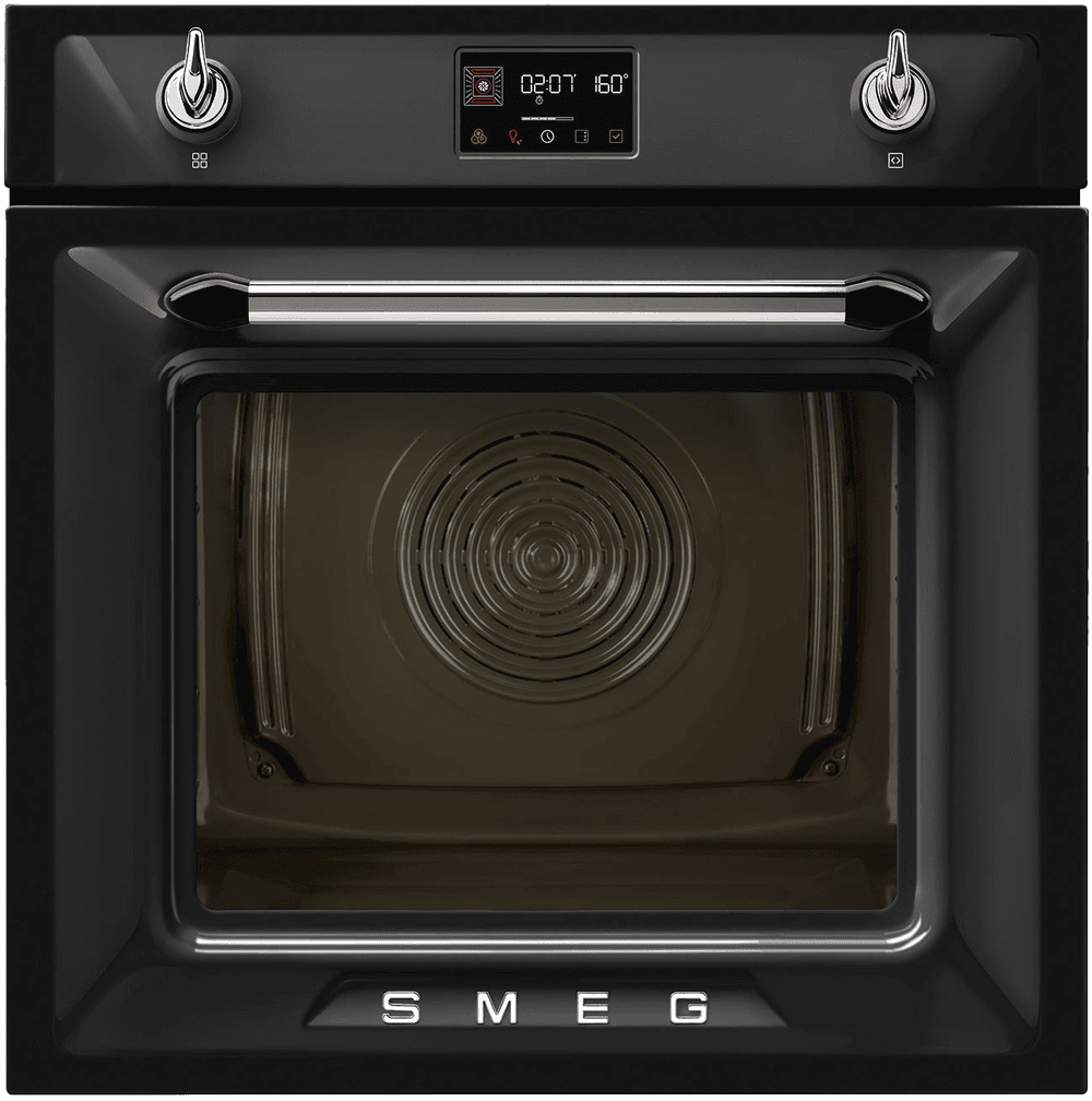Встраиваемый духовой шкаф SMEG/ Многофункциональный духовой шкаф с пароувлажнением и пиролизом, 60 см, 12 функций, цвет чёрный, Victoria