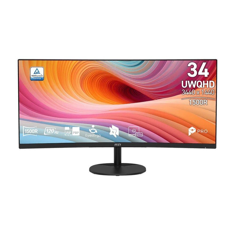 Монитор MSI 34" PRO MP341CQ E12 1500R, 21:9, VA, UWQHD, 1/4ms, 300cd, 120Hz, HDMI, DP, SPK