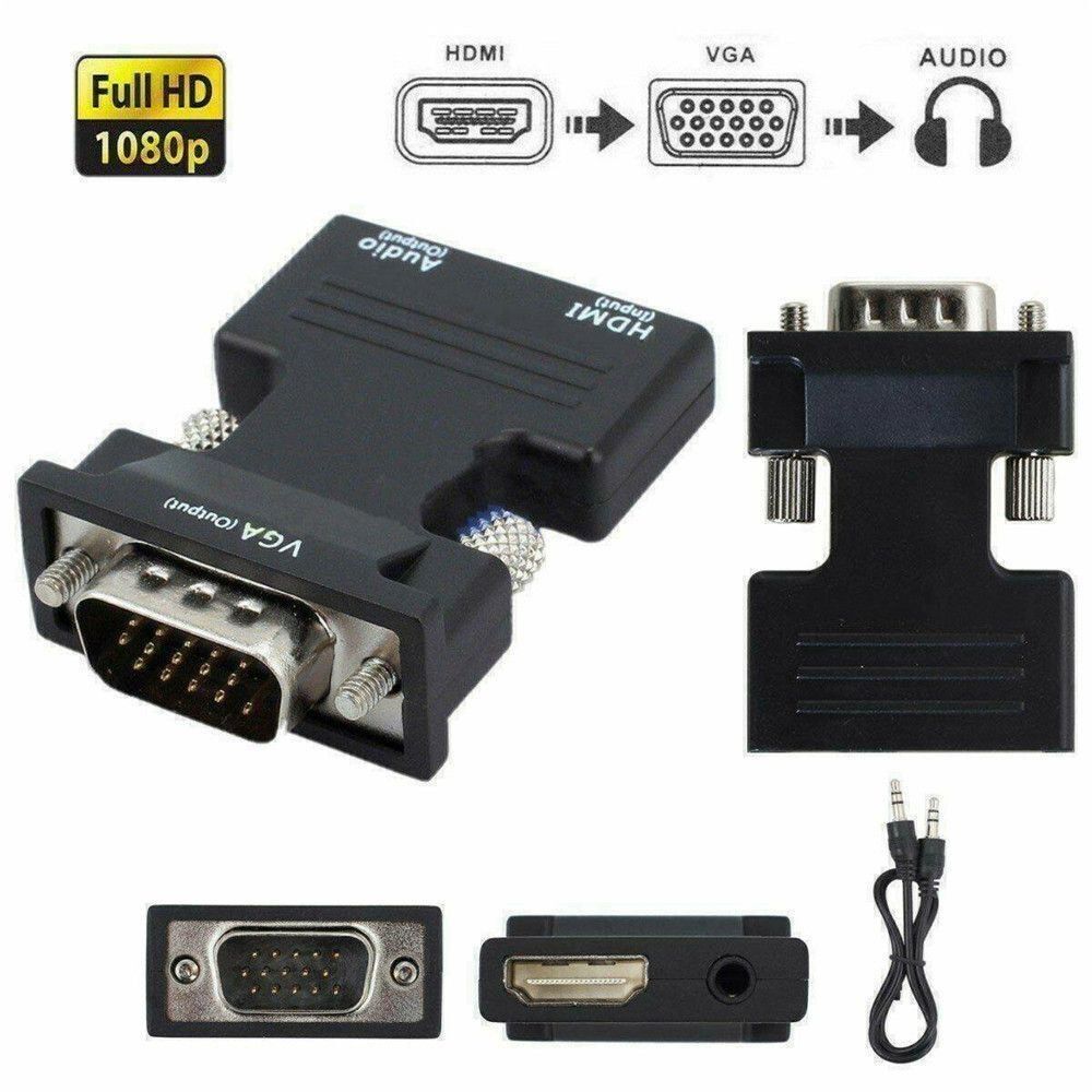 ORIENT C105, Адаптер HDMI F -> VGA 15M+Audio, для подкл.монитора/проектора к выходу HDMI, аудиокабель в комплекте, черный (31300)