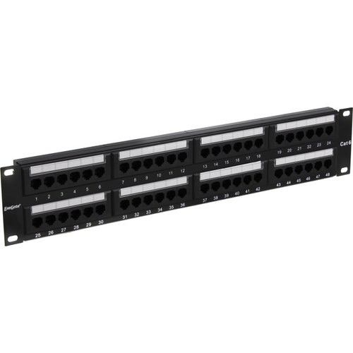 Exegate EX281085RUS Патч-панель UTP 19" 48 port кат.6 ExeGate  разъём KRONE&110 (dual IDC), 2U, RoHS, цвет черный