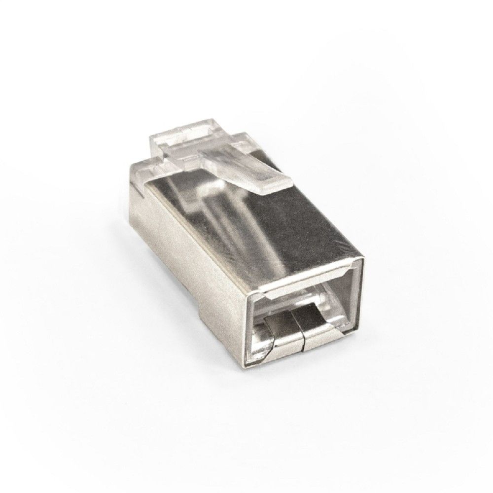 Exegate EX293764RUS Коннектор ExeGate PL45-C5-8P8C-SH-100 RJ-45 Кат.5e (8P8C) под одножильный кабель, экранированный, золотое напыление (100 шт)