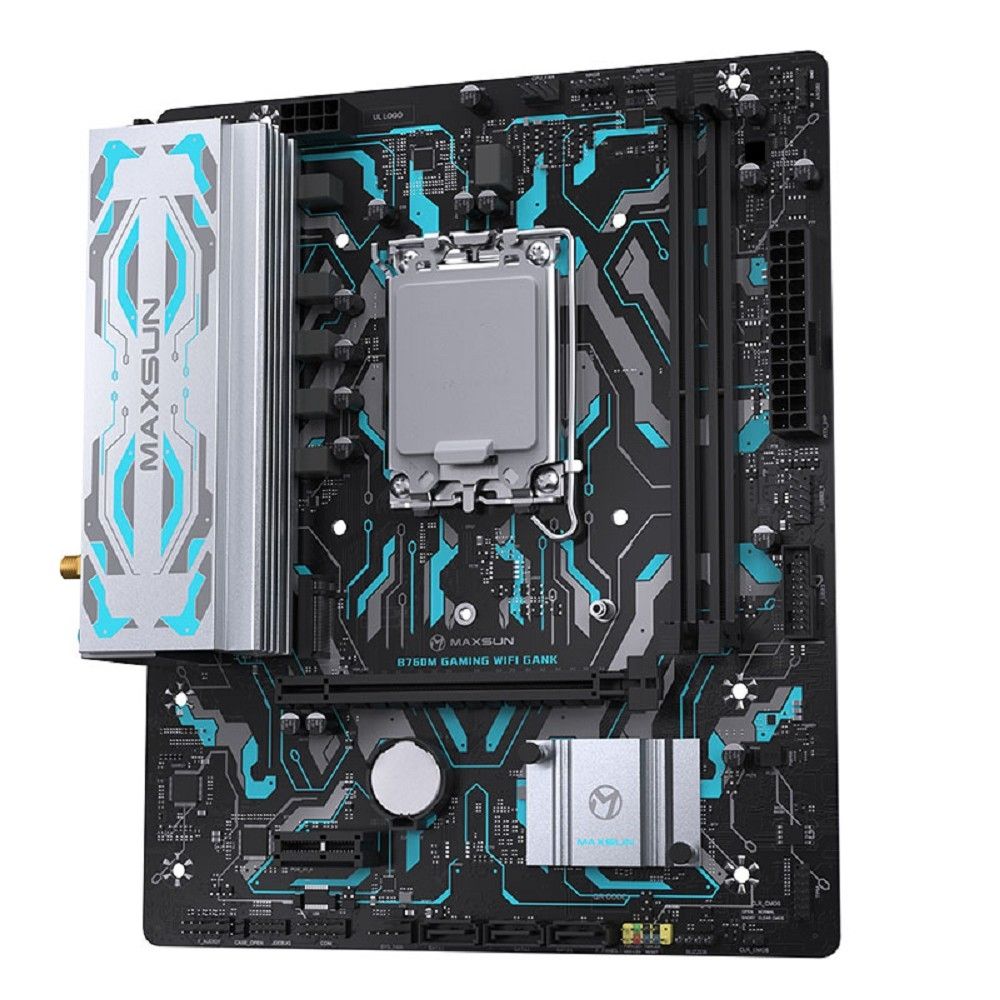 MAXSUN MS-B760M GAMING WIFI GANK V2 (Socket 1700, mATX, 2*DDR5, VGA/HDMI, 3*SATA3, 1*M.2, 1xPCI-E x16 /1xPCI-E x4, 4*USB 2.0, 2*USB 3.2 GEN 2, LAN 1*1G, Bluetooth, Wi-Fi 802.11ax, RTL)