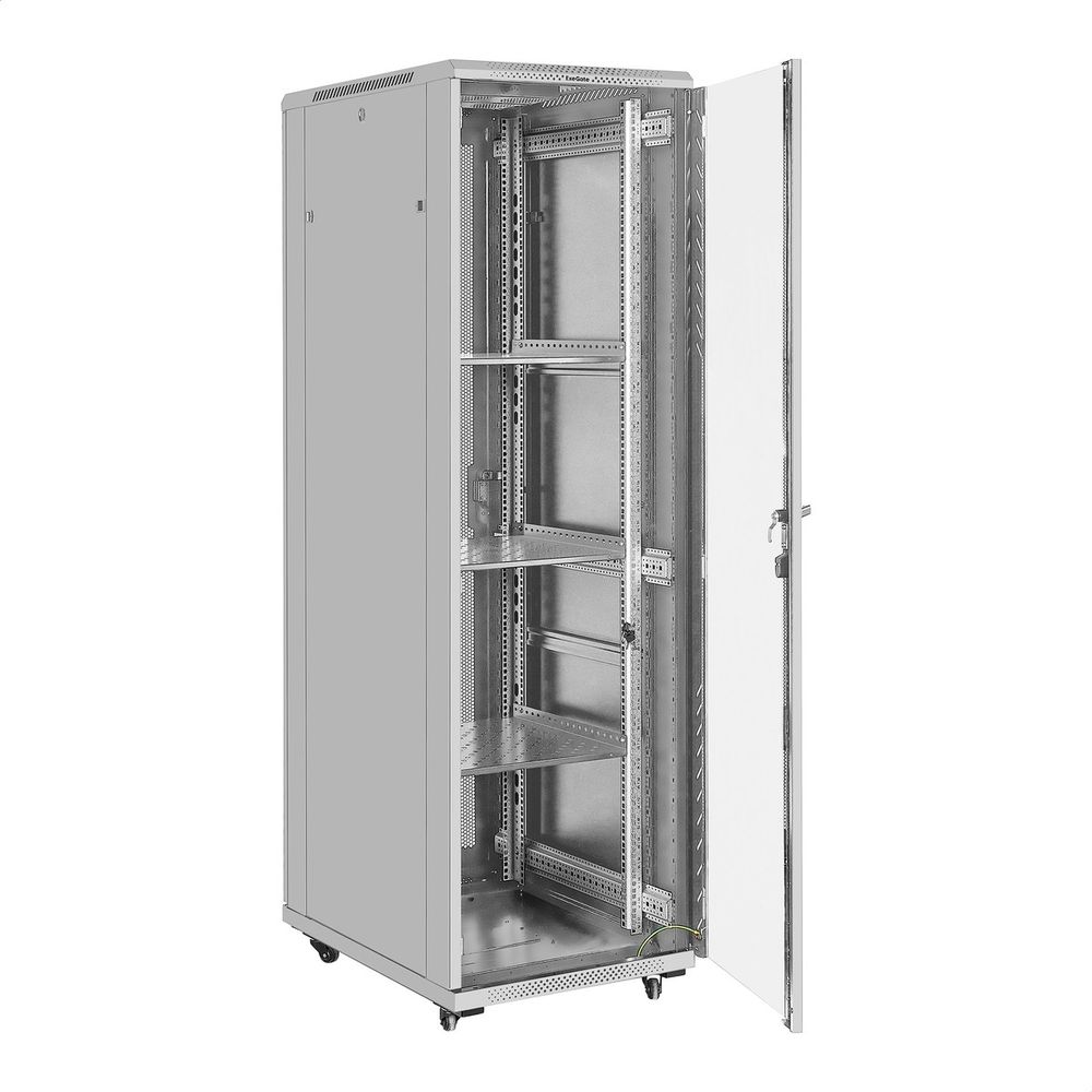 Exegate EX300276RUS Шкаф телекоммуникационный 19" напольный 42U ExeGate EC-FS-42U.600.800.G.V.GREY (19”, 42U, 600x800x2054mm (ШхГхВ), передняя дверь закаленное стекло, задняя перфорированная дверь, съ