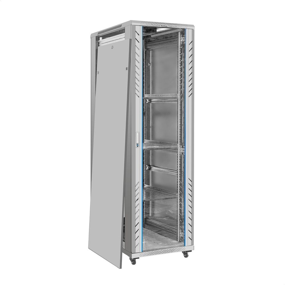Exegate EX300276RUS Шкаф телекоммуникационный 19" напольный 42U ExeGate EC-FS-42U.600.800.G.V.GREY (19”, 42U, 600x800x2054mm (ШхГхВ), передняя дверь закаленное стекло, задняя перфорированная дверь, съ