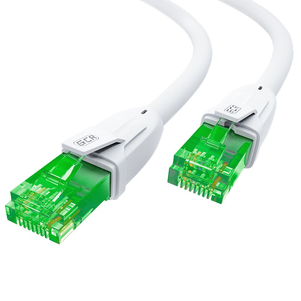 GCR Патч-корд прямой 0.5m UTP кат.6А, белый, 24 AWG, литой, ethernet high speed, RJ45, T568B