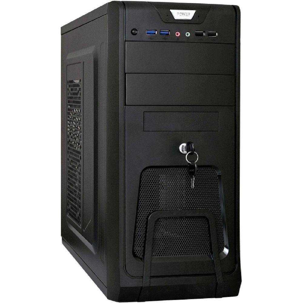 Exegate EX283214RUS Корпус Miditower ExeGate CP-603UB Black, ATX, <без БП>, 2*USB+2*USB3.0, Audio, замок блокировки кнопки питания