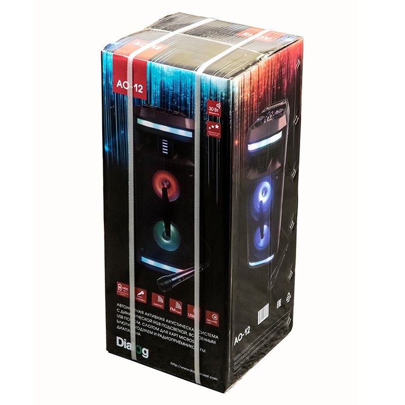 Dialog Oscar AO-12 1.0, 30W RMS, Караоке с микрофоном, BT+FM+USB+SD+LED