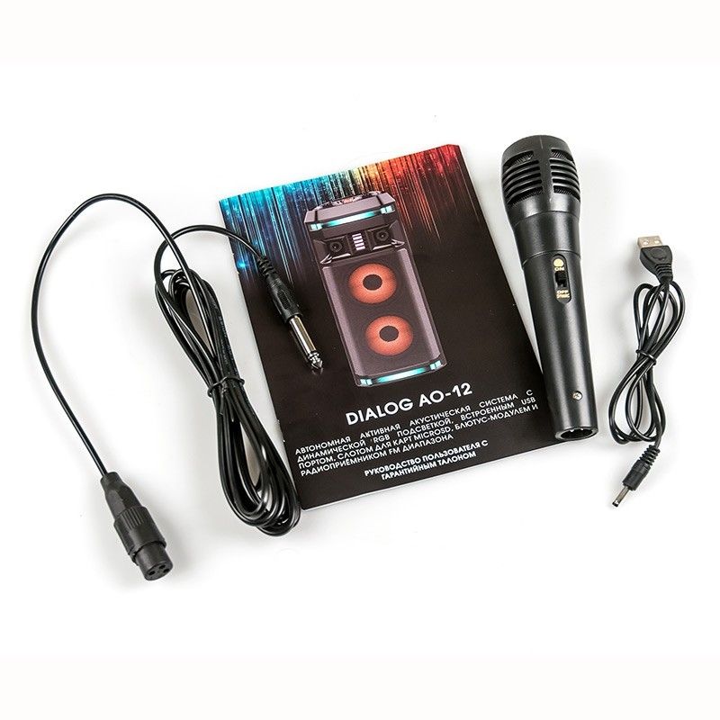Dialog Oscar AO-12 1.0, 30W RMS, Караоке с микрофоном, BT+FM+USB+SD+LED
