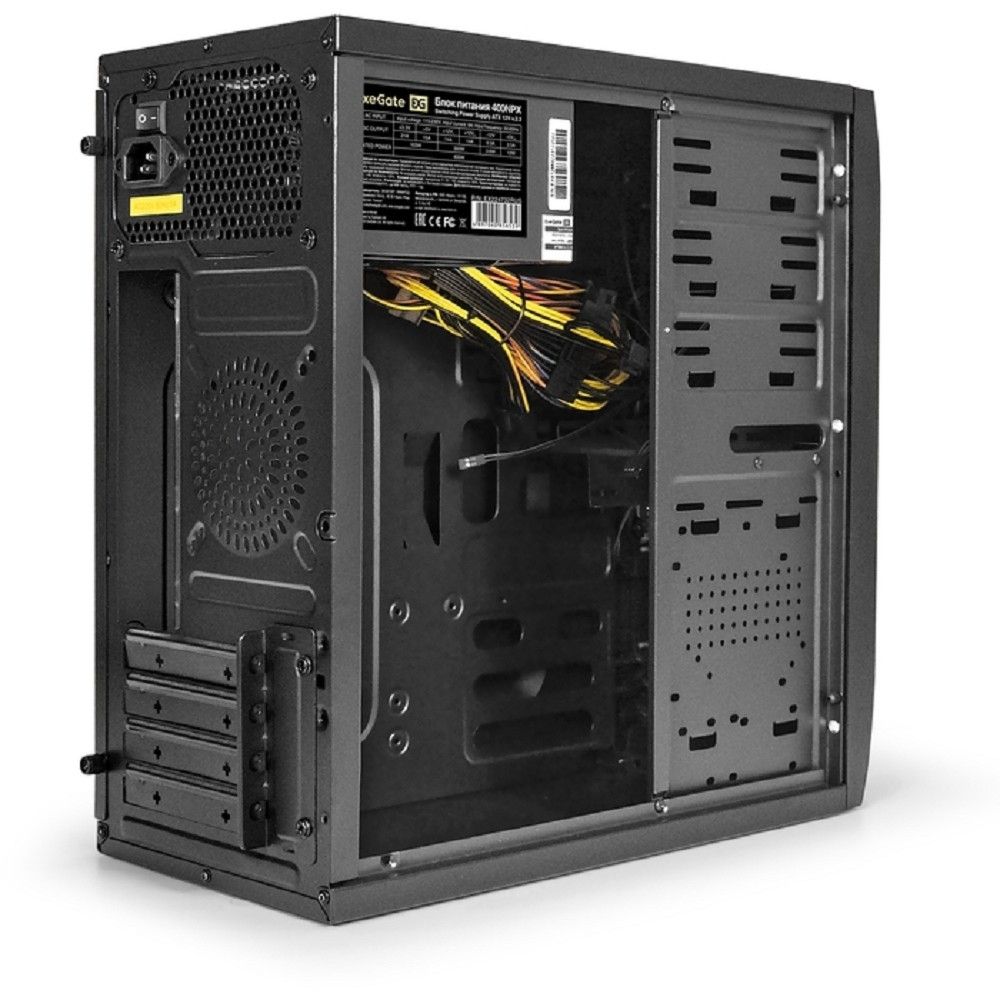 Exegate EX292982RUS Корпус Minitower ExeGate mEVO-7807-NPX400 (mATX, БП 400NPX 12см, 1*USB+1*USB3.0, черный 1x12 см с RGB подсветкой)