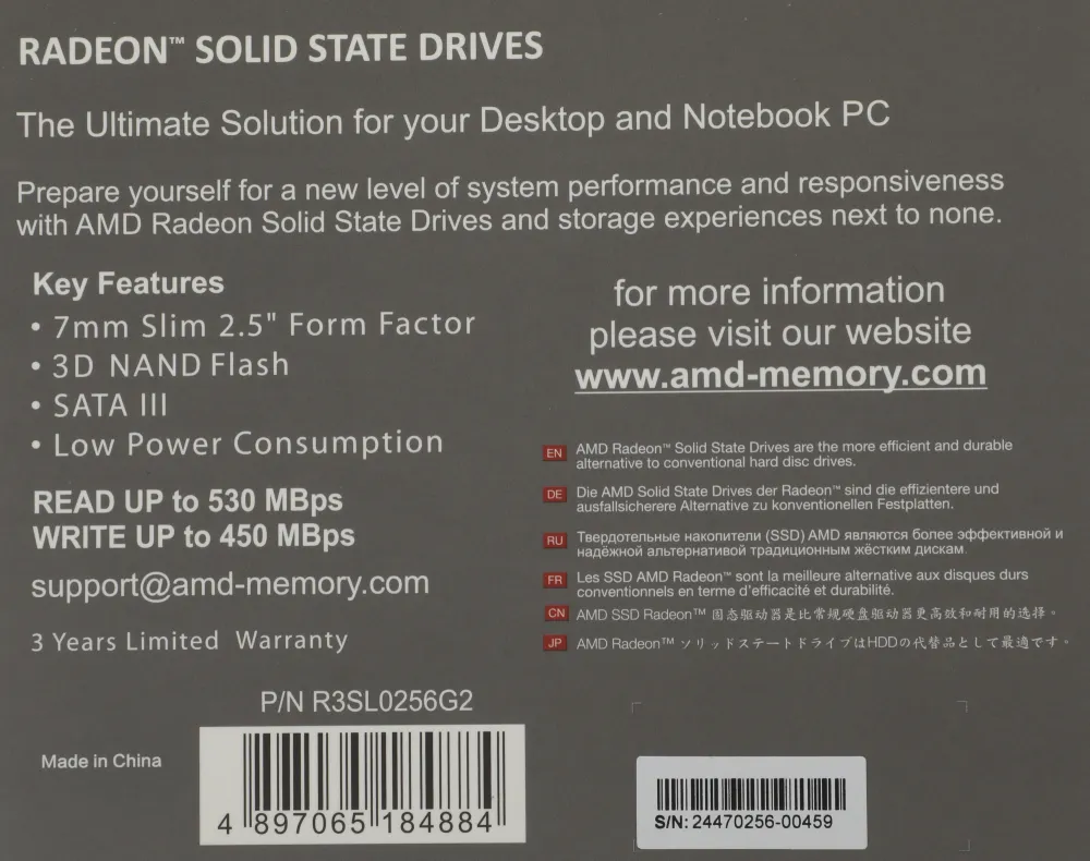 Накопитель SSD AMD SATA-III 256GB R3SL0256G2 Radeon R3 2.5"