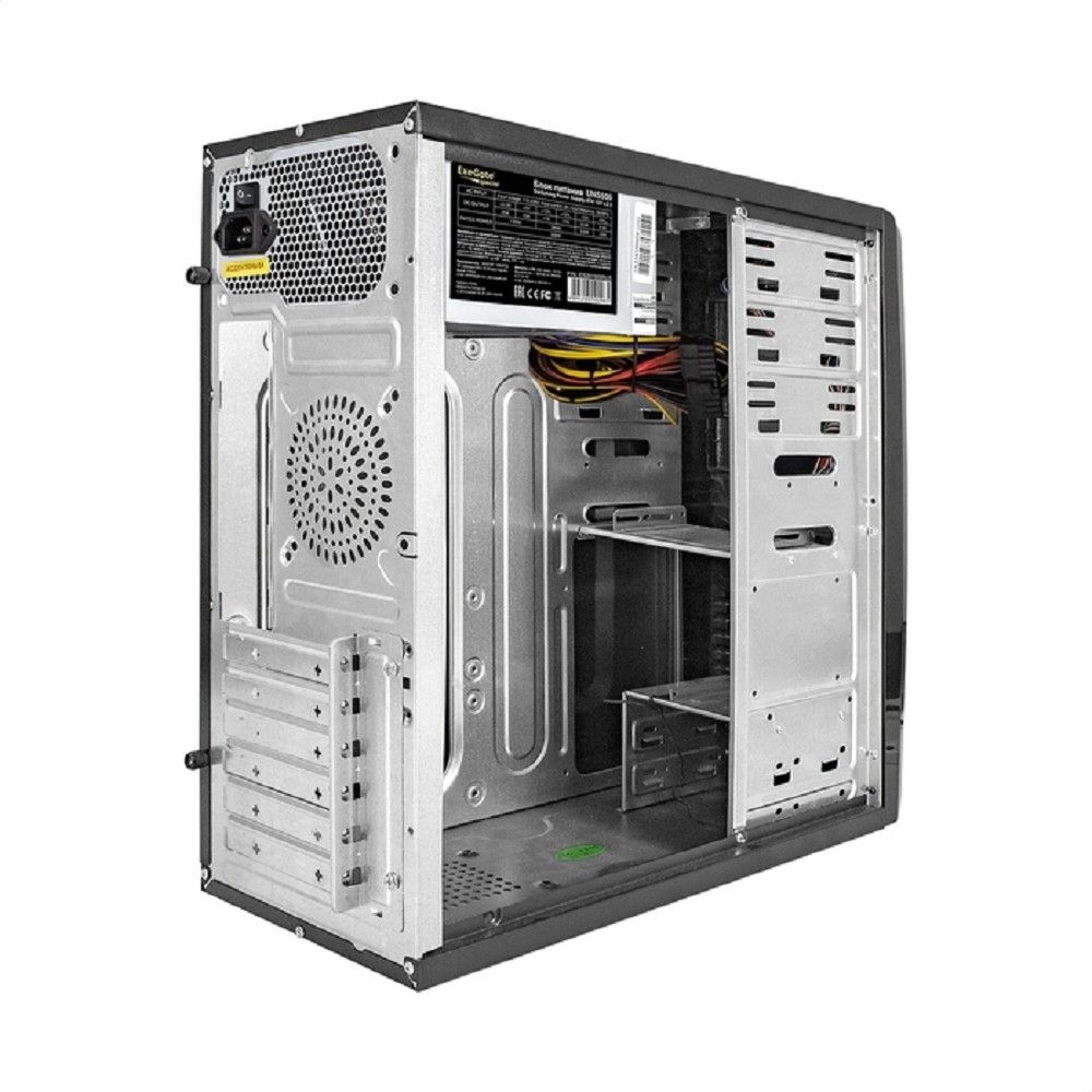 Exegate EX299340RUS Корпус Miditower ExeGate UN-604-UNS500 (ATX, БП UNS500 с вент. 12см, 2*USB+2*USB3.0, аудио, черный)