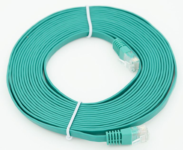 Патч-корд Flat cat.5E stranded molded 5м зеленый RJ-45 (m)-RJ-45 (m) (упак.:1шт)