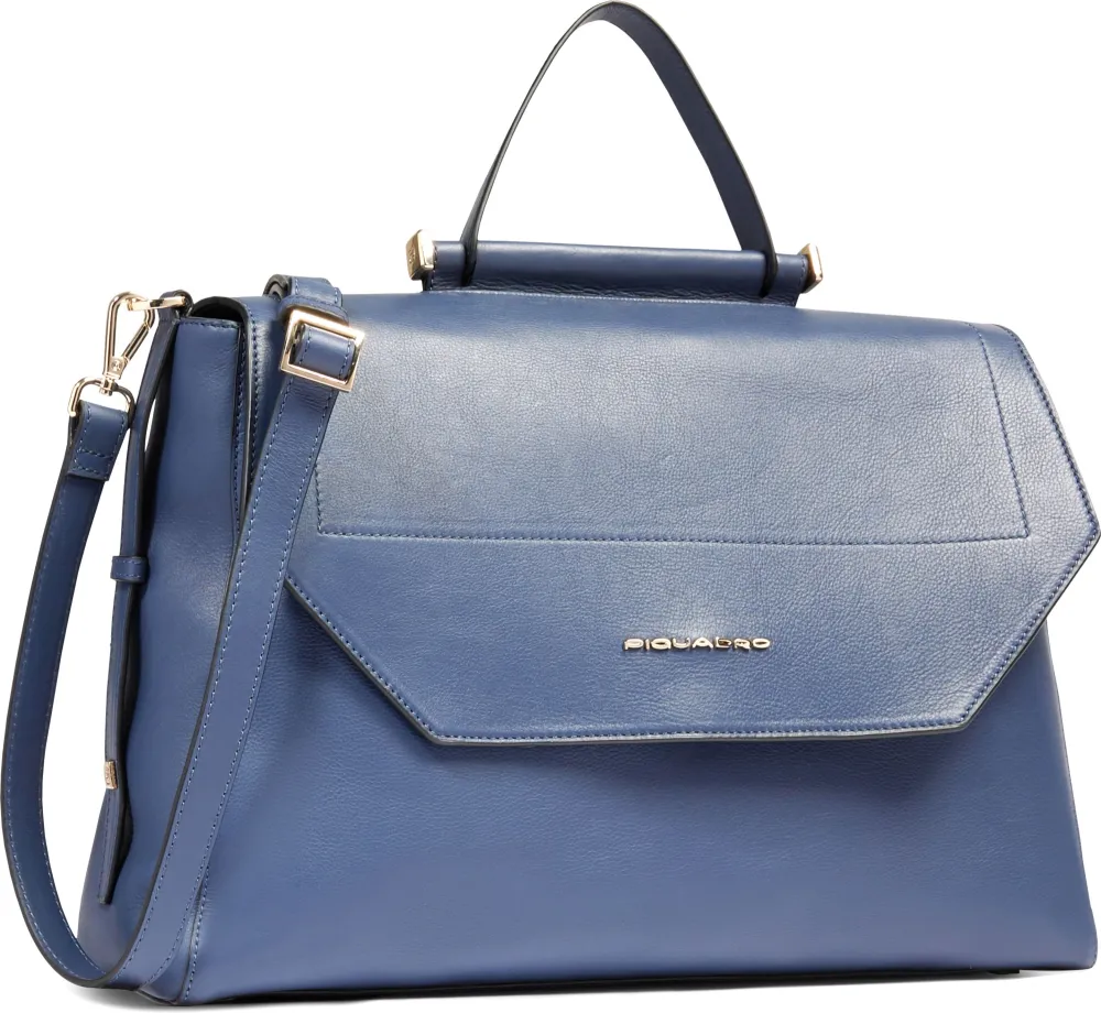 Деловая сумка женская Piquadro Circle BD6778W92/BLU4 с отделением для ноутбука 14" синяя натур.кожа