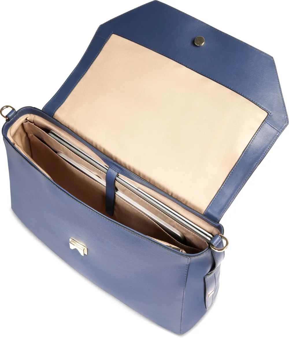 Деловая сумка женская Piquadro Circle BD6778W92/BLU4 с отделением для ноутбука 14" синяя натур.кожа