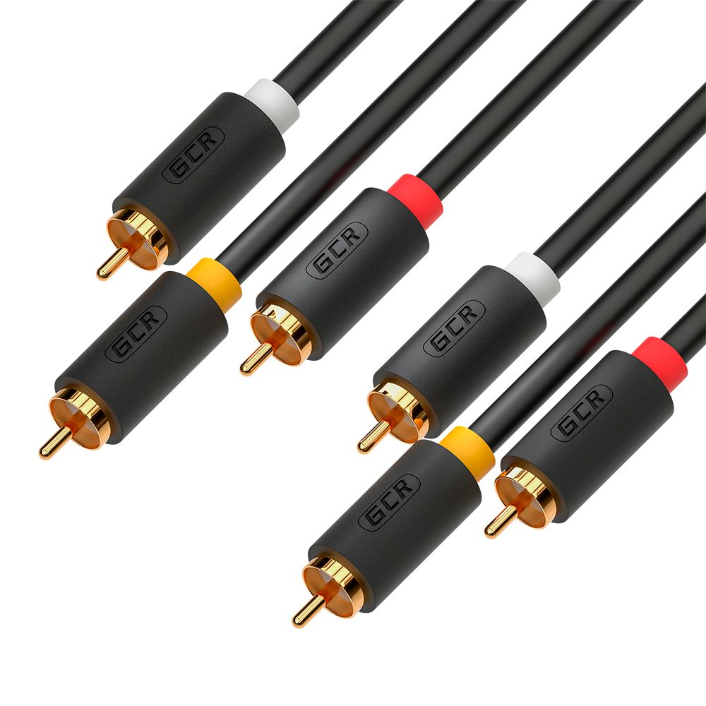 GCR PRO Кабель 5.0m видео-аудио 3 х RCA / 3 х RCA, черный