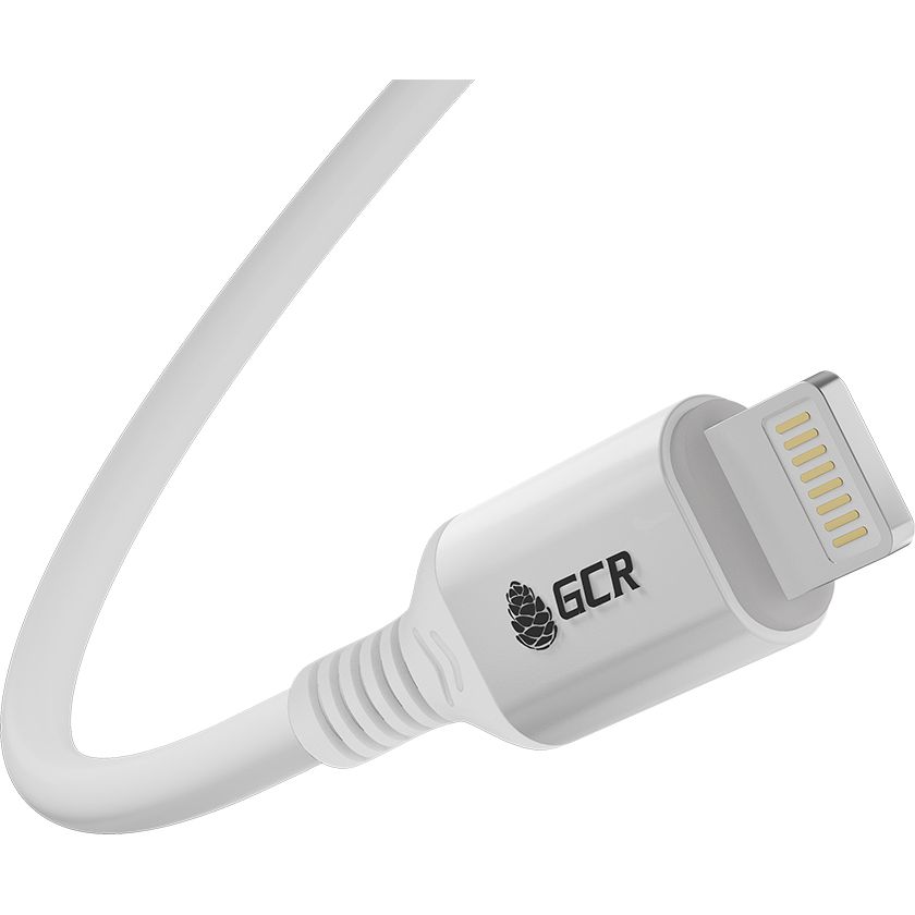 GCR PRO Кабель PREMIUM 0.5m TypeC/Lightning MFI POWER DELIVERY 18 W, медь, быстрая зарядка, белый силикон, AL корпус