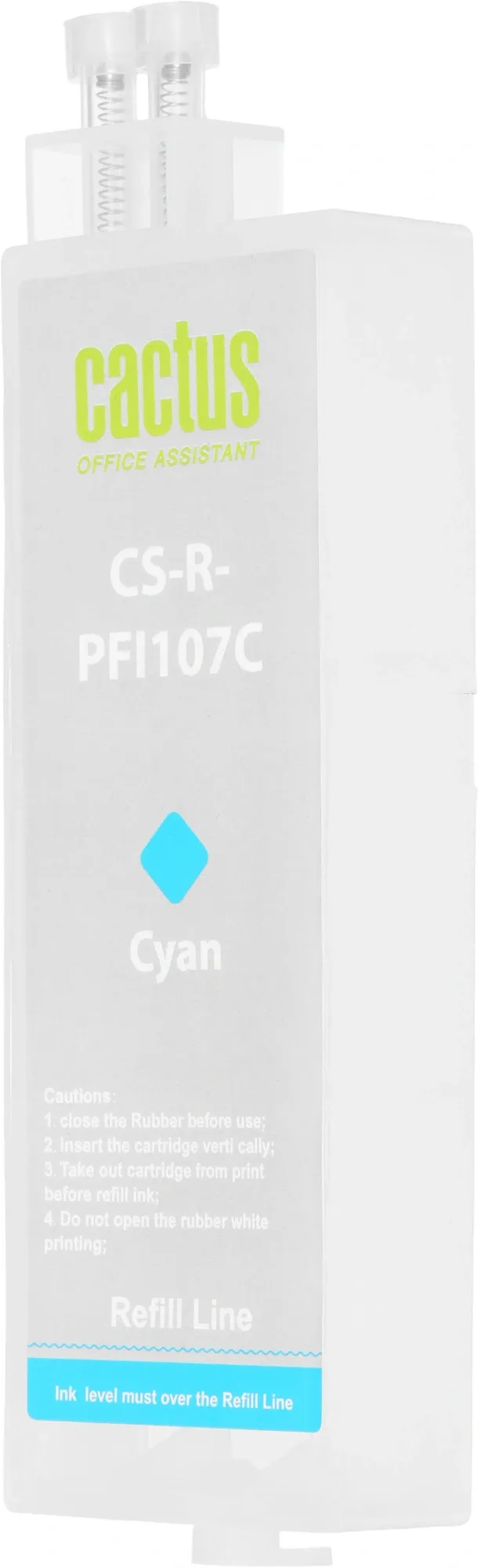 Картридж перезаправляемый струйный Cactus CS-R-PFI107C голубой (260мл) для Canon imageProGRAF iPF670/680/685/770/780/785 без чипа