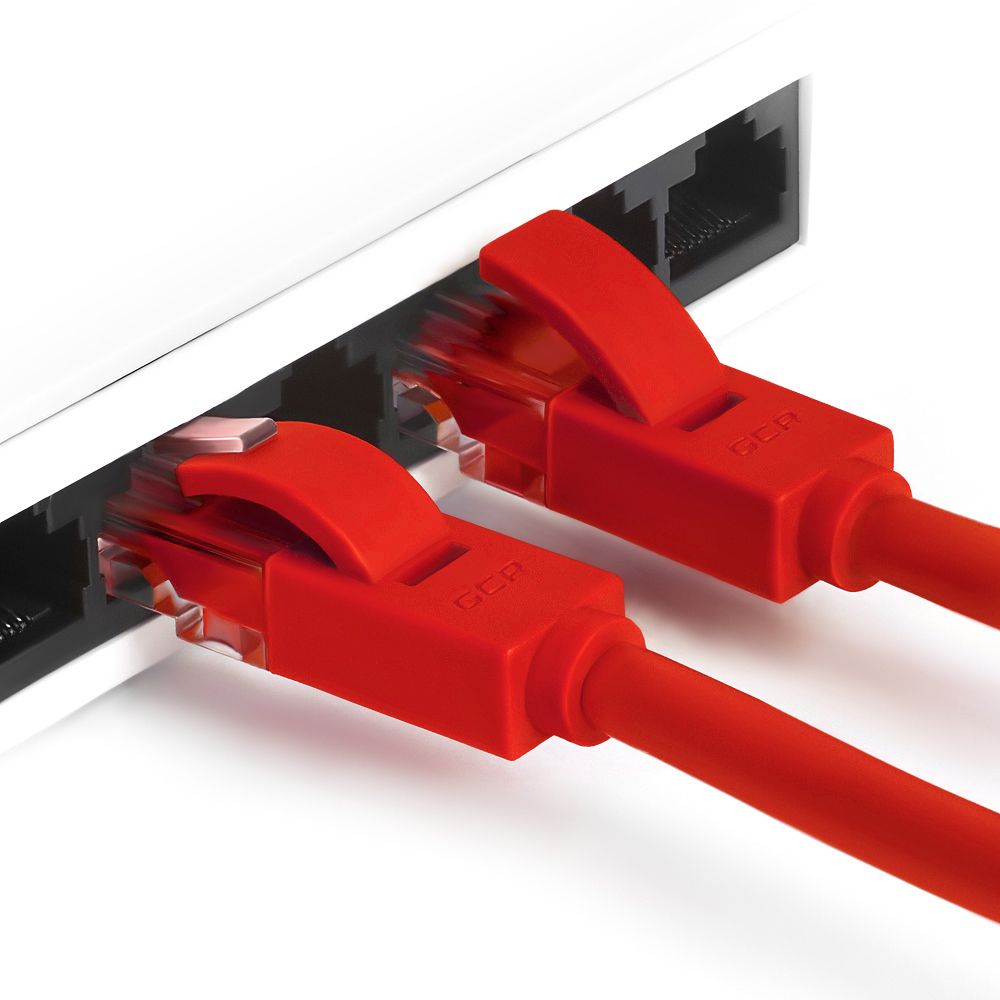 GCR Патч-корд прямой 0.5m UTP кат.5e, красный, 24 AWG, литой, ethernet high speed 1 Гбит/с, RJ45, T568B