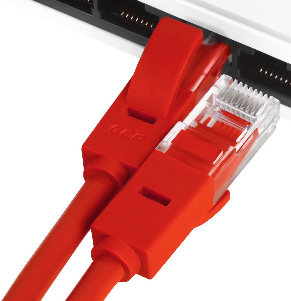 GCR Патч-корд прямой 0.5m UTP кат.5e, красный, 24 AWG, литой, ethernet high speed 1 Гбит/с, RJ45, T568B