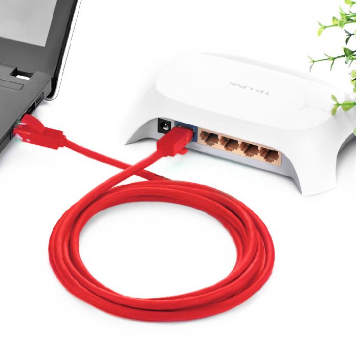 GCR Патч-корд прямой 0.5m UTP кат.5e, красный, 24 AWG, литой, ethernet high speed 1 Гбит/с, RJ45, T568B
