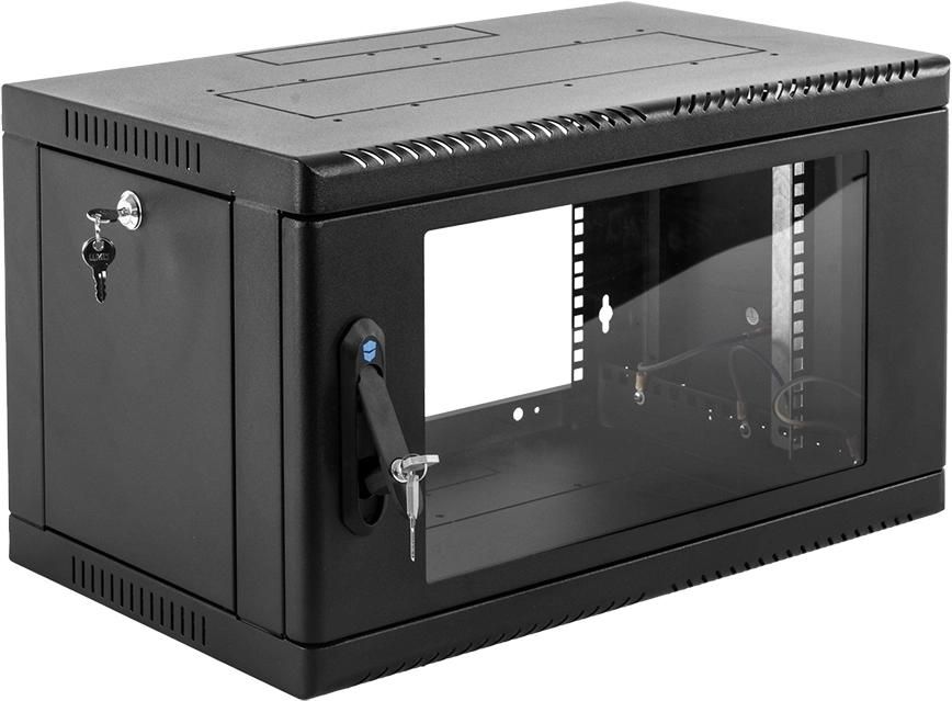 Шкаф коммутационный ЦМО (ШРН-6.650-9005) настенный 6U 600x650мм пер.дв.стекл 200кг черный 600мм 14кг 180град. 346мм IP20 металл