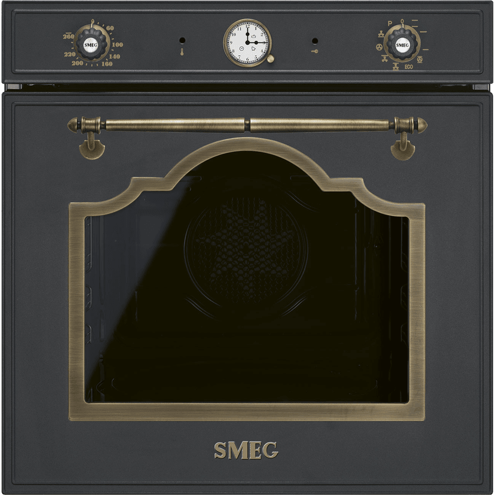 Встраиваемый духовой шкаф SMEG/ Встраиваемый духовой шкаф SMEG, 60 см, Cortina, 50-260 градусов, часы/таймер, галогенная подсветка, 9 режимов, поворотные переключатели Cortina, пиролиз, автоматическое отключение, петли Soft Close, полезный объем 65 л, цве