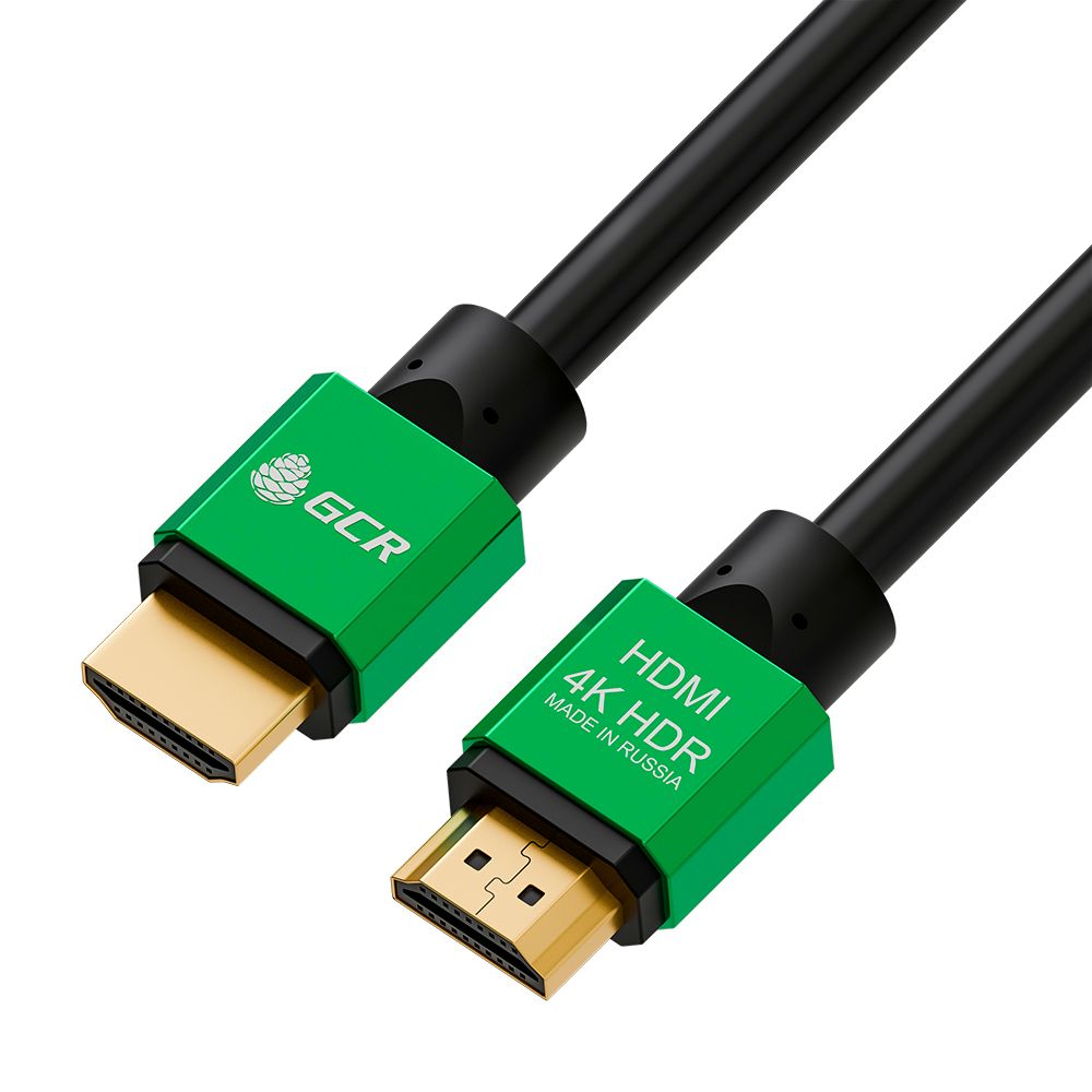 GCR Кабель 1.2m HDMI 2.0, AL корпус зеленый, HDR 4:2:2, Ultra HD, 4K 60 fps 60Hz/5K*30Hz, 3D, AUDIO, 18.0 Гбит/с, медь, 28/28 AWG, 2 X экран