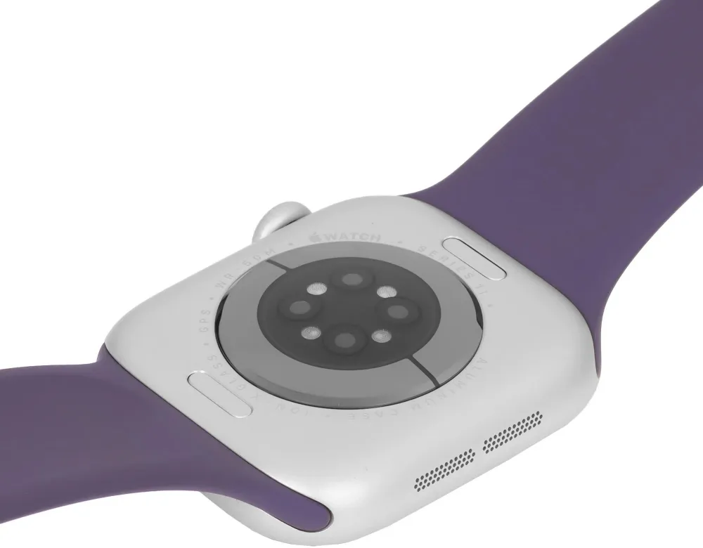 Смарт-часы Apple Watch Series 11 A3333 46мм OLED корп.серебристый Sport Band рем.фиолетовый разм.брасл.:M/L (MEVA4AM/A)