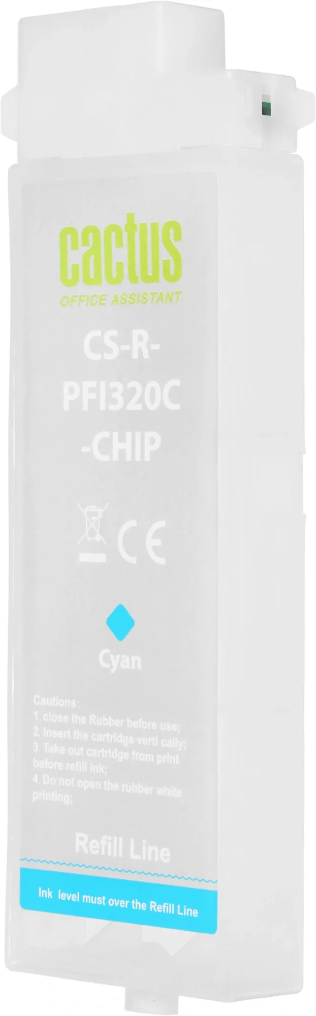 Картридж перезаправляемый струйный Cactus CS-R-PFI320C-CHIP PFI-320C голубой (260мл) для Canon imagePrograff TM-200/200MFP/205/300/300MFP/305/250/255/350/355 с чипом