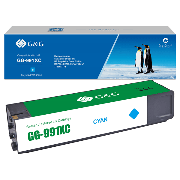 Картридж Cartridge G&G 991X для HP PageWide Managed 16 000 стр. голубой аналог X4D10AC, M0K06XC, M0J90AE  гарантия 36 мес.