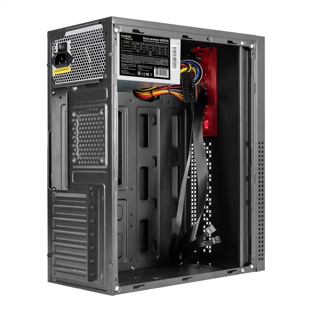 Exegate EX299329RUS Корпус Miditower ExeGate AA-443-UNS350 (ATX, БП UNS350 с вент. 12см, 2*USB+HD Audio, черный)