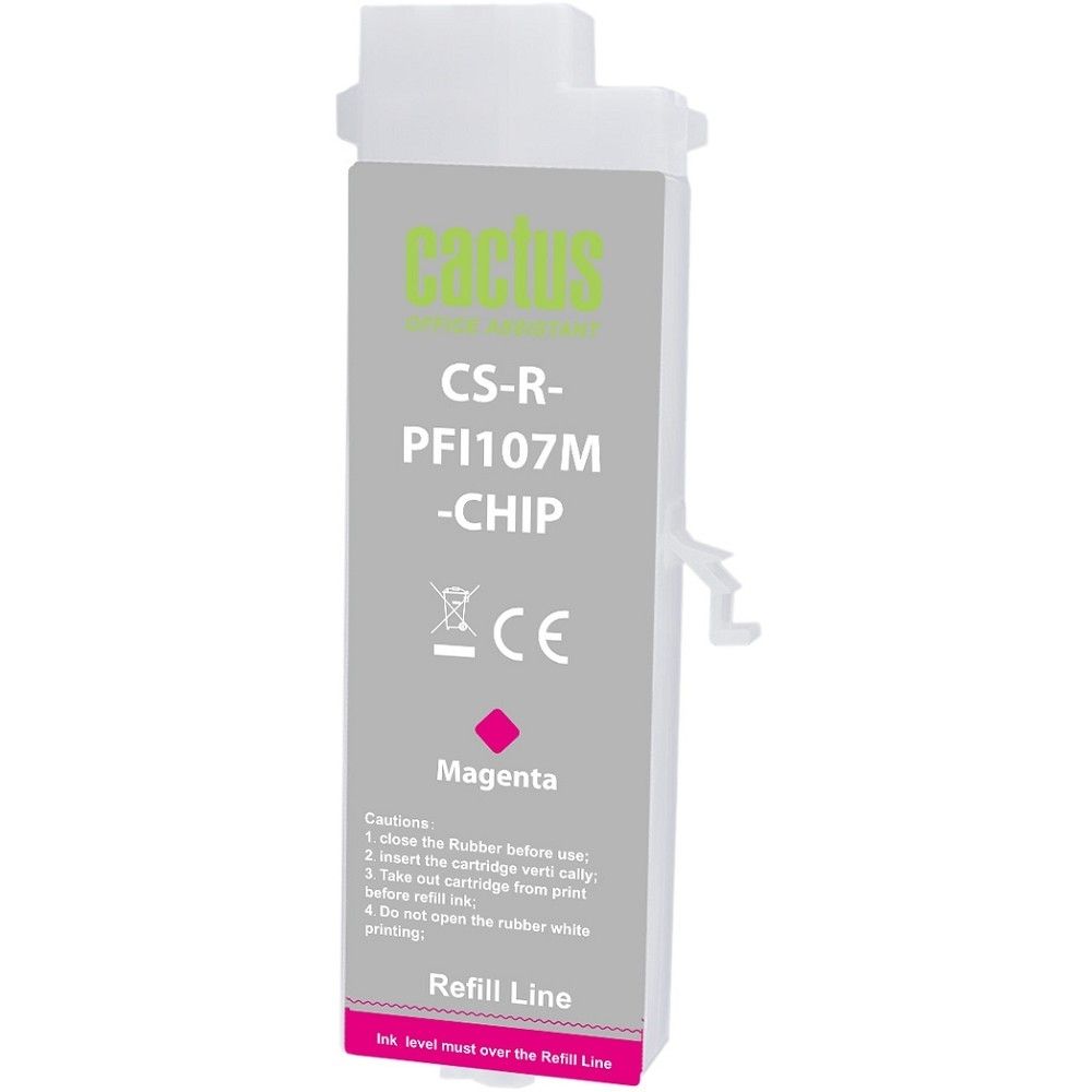 Картридж перезаправляемый струйный Cactus CS-R-PFI107M-CHIP пурпурный (260мл) для Canon imageProGRAF iPF670/680/685/770/780/785 с чипом