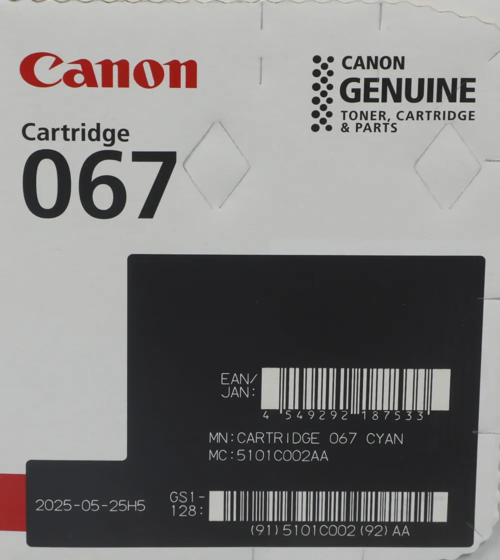 Картридж лазерный Canon 067C 5101C002 голубой бар.в компл. (1250стр.) для Canon LBP631/633/MF651/655/657