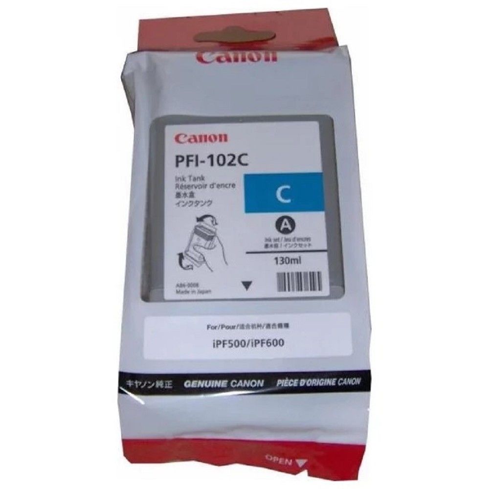 Картридж струйный Canon PFI-102C 0896B001 голубой (130мл) для Canon iPF510/605/610/650/655/750/760/765